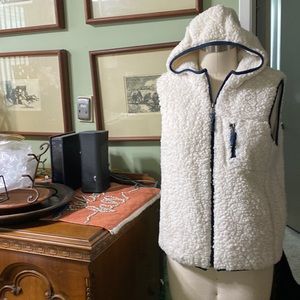 original weatherproof vintage off white zip vest hoodie